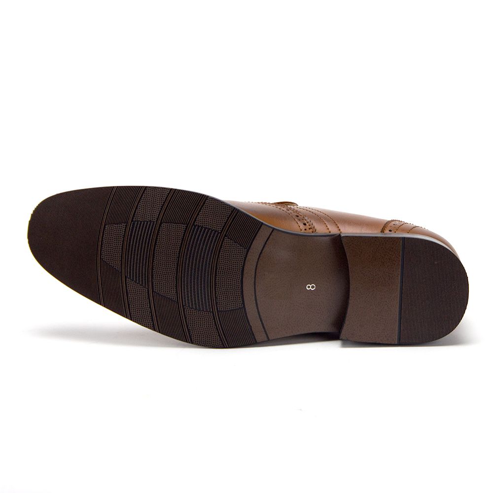 Jazame Men's 07332 Leather Lined Single Monkstrap Cap Toe Loafers Dress Shoes, Cognac, 9.5 - image 3 of 4