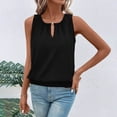 thumbnail image 5 of DAFPZW Women's Summer Tank Tops Loose Fit Pleated Scoop Neck Shirts Casual Sleeveless Keyhole Front Banded Bottom T Shirts, 5 of 9