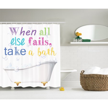 Inspirational Quotes Relaxation Vintage White Bathtub Fabric Shower