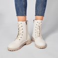 thumbnail image 2 of Taqqpue Women's Ankle Boots Round Toe Lace Up Thick Sole Mid Heel Comfortable Casual Booties for Women Size 5.5-10.5 Fashion Dress Shoes Fall Winter Footwear Casual Walking Daily Wear, 2 of 10