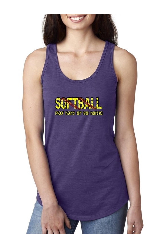 MmF - Women's Racerback Tank Top, up to Women Size 2XL - Softball Play Hard or Go Home