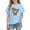 Blue, variant on Yeaiivve Funny T Shirts for Girls Heart Shaped Dog Printed Short Sleeve Tshirt Cotton Casual Round Neck Tops Summer Trendy Going Out T-Shirts Blue 150