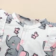 thumbnail image 5 of Kucnuzki Newborn Baby Girl Clothes 0 Months Fall Winter Bodysuit 1 Months Long Sleeve Baby Elephant Prints Button-Up Bodysuit Headband 2PCS Set White, 5 of 7