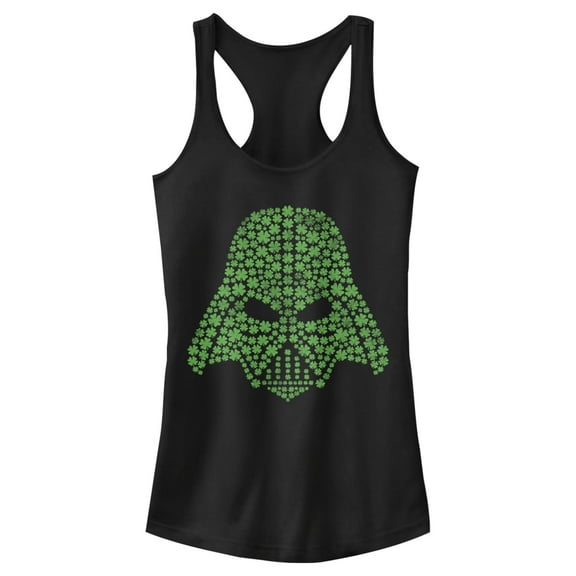 Junior's Star Wars Shamrock Darth Vader Racerback Tank Top Black X Small