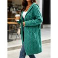 thumbnail image 3 of Winter Hooded Cardigan Sweater Coat Women Oversized Chunky Knit Open Front Long Outwear, 3 of 4