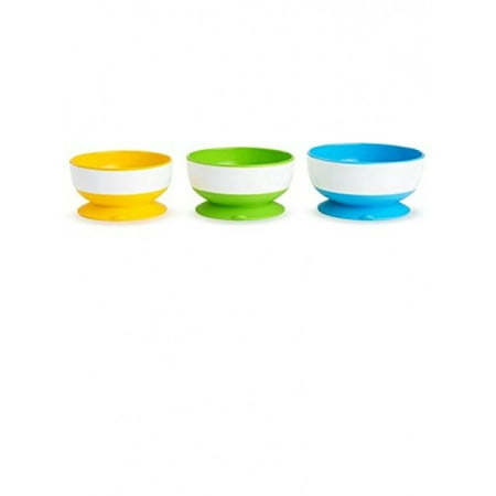 Munchkin 3 Count Stay Put Suction Bowl (Pack of 2), Multicolored