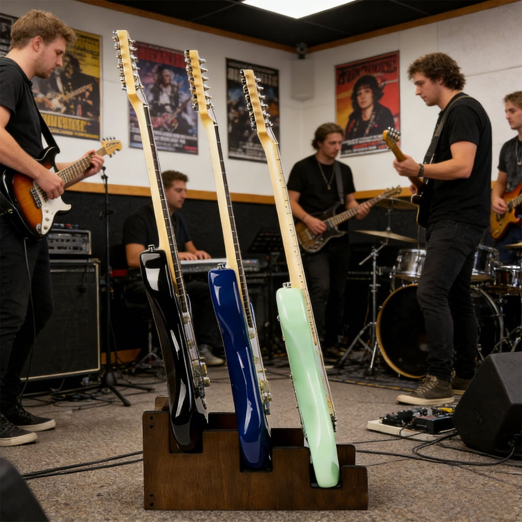 Elegant Vertical Guitar Rack For Multiple Electric Guitars Compact Design Including Soft Padding