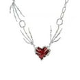 thumbnail image 2 of Danhjin Collier Pendentif Cœur Rouge Foncé Collier Griffe Fantôme Accessoire Collier Punk Foncé, 2 of 6