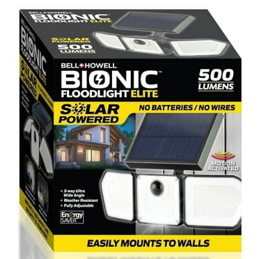 Bell Howell Solar Lights Outdoor Solar Powered Flood Lights 2-Pack Motion Sensor Waterproof LED for Patio Porch Yard Bionic Floodlight Elite