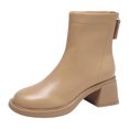 thumbnail image 1 of NECHOLOGY Botas Mujer Adulto Femenino Zapatos Botines de mujer Moda mujer cuero artificial otoño suela gruesa tacones cuadrados cremallera botines cortos zapatos de punta redonda (Khaki, 8), 1 of 5