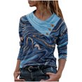 thumbnail image 2 of Puntoco Mujeres Casual Cruz Skew Collar Botones Impreso Blusa de manga larga Camiseta tops Puntoco Puntoco-7344, 2 of 8