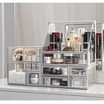 thumbnail image 1 of Organizador de maquillaje Hersoo Glass Vanity, apilable, juego de 2 cajones, 1 of 6