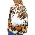 thumbnail image 3 of Womens Plus Size Halloween Tops Funny Fall Crew Neck Tshirts Pumpkin Graphic Tees Long Sleeve Blouses Loose Casual Tunics Blouses, 3 of 4