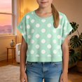 thumbnail image 4 of Kiijoy Girls Polka Dot Cutout Batwing Sleeve Crop Top Workout Tee Active T-Shirt, Sizes 13-14, 4 of 6