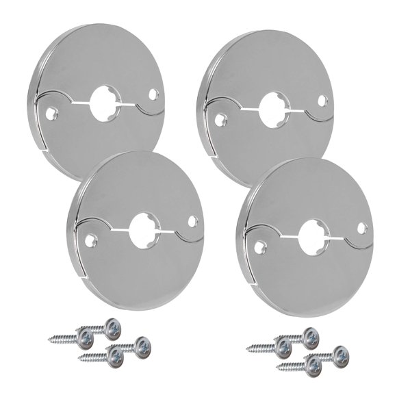 PROCURU 4-Pack 1/2-Inch CTS (5/8" OD) E3755 Hinged Split Escutcheons, Chrome Pipe Cover Plates with Screws, for 1/2" Copper, PEX Pipe