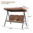 thumbnail image 3 of COZONY 3 Seat Outdoor Porch Swing, Patio Swing Chair and Canopy, Retractable Hammock With Adjustable Awning，Removable Cushions, For Balconies, Backyards, Terraces, Gardens and Poolsides, Brown, 3 of 10