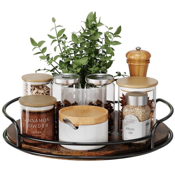 LAMU 10in Lazy Susan Turntable Organizer for Cabinet, Wooden Lazy Susan Organization and Storage fo