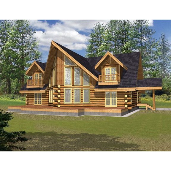 001-1074: Log Cabin 3 Bed, 3 Bath Luxury Home Plan, 2870 Sq Ft: Full Blueprints with License to Build by Home Plan Marketplace - Lesuto