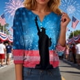thumbnail image 6 of vigerkar 250 Anniversary USA Shirt Women 3/4 Sleeve V-Neck 250 Years T-Shirt 250th American Patriotic Tops 1776-2026 Tshirts (Blue, L), 6 of 8