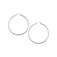 thumbnail image 2 of Extra Large Diamond Cut Hoop Earrings in Sterling Silver 2 inch (3.0mm) for Women, 2 of 5