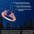 thumbnail image 2 of Gem Stone King 18K Rose Gold Plated Silver Blue Created Sapphire and Pink Moissanite Filigree Style 3 Stone Ring for Women (2.52 Cttw, Oval 8X6MM and 6X4MM, Available in Size 5, 6, 7, 8, 9), 2 of 6