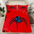 thumbnail image 2 of jejeloiu Spooky Spider Twin Sheet Sets,Happy Halloween Twin Fitted Sheet,Red Black Flat Sheet For Teens,Breathable Home Decor,3 Pieces, 2 of 7