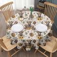 thumbnail image 3 of Beige Highland Cow Sunflower Basket Pattern Round Tablecloth 60"x60",Wrinkle Wipeable Table Cloth for Kitchen Dining Room Picnic Patio Party, 3 of 6