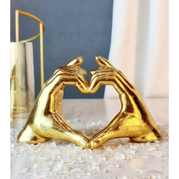 Hamsa Hand Showpiece Evil Eye Design for Home Decor, Living Room, Bed Room, Decoration and Gifting, Birthdays, Table Top, Centrepiece and Wedding & Engagement Occassions (Golden) 1 Pcs