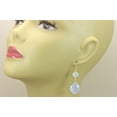 thumbnail image 4 of 14k Gold Filled Opalite Simulated Opal Earrings Double Hung Large Goldtone Bezel Long Faceted Drops Designed for Adult Women, 4 of 5
