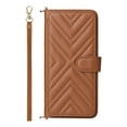 thumbnail image 2 of Wallet Case for iPhone 16 Plus with Card Holder/Wrist Strap/Crossbody Strap/Magnetic Snap/Kickstand PU Leather Shockproof Full Body Protective Rugged Phone Cover iPhone 16 Plus, Brown, 2 of 8