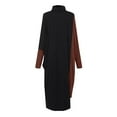 thumbnail image 4 of Xysaqa Women's Color Block Baggy Knit Long Pullover Dress Sweatshirts Long Sleeve Turtleneck Sweater Dress for Women Loose Oversized Tunic Dress High Low Hem Maxi Dresses M-4XL Plus Size, 4 of 5