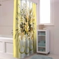 thumbnail image 4 of Shower Curtain Yellow Eucalyptus Leaf Flower Shower Curtains for Bathroom Decor Stripes Jar Floral Shower Curtain Sets with Hooks Waterproof Fabric Bath Curtain Extra Long 72" X 84", 4 of 5