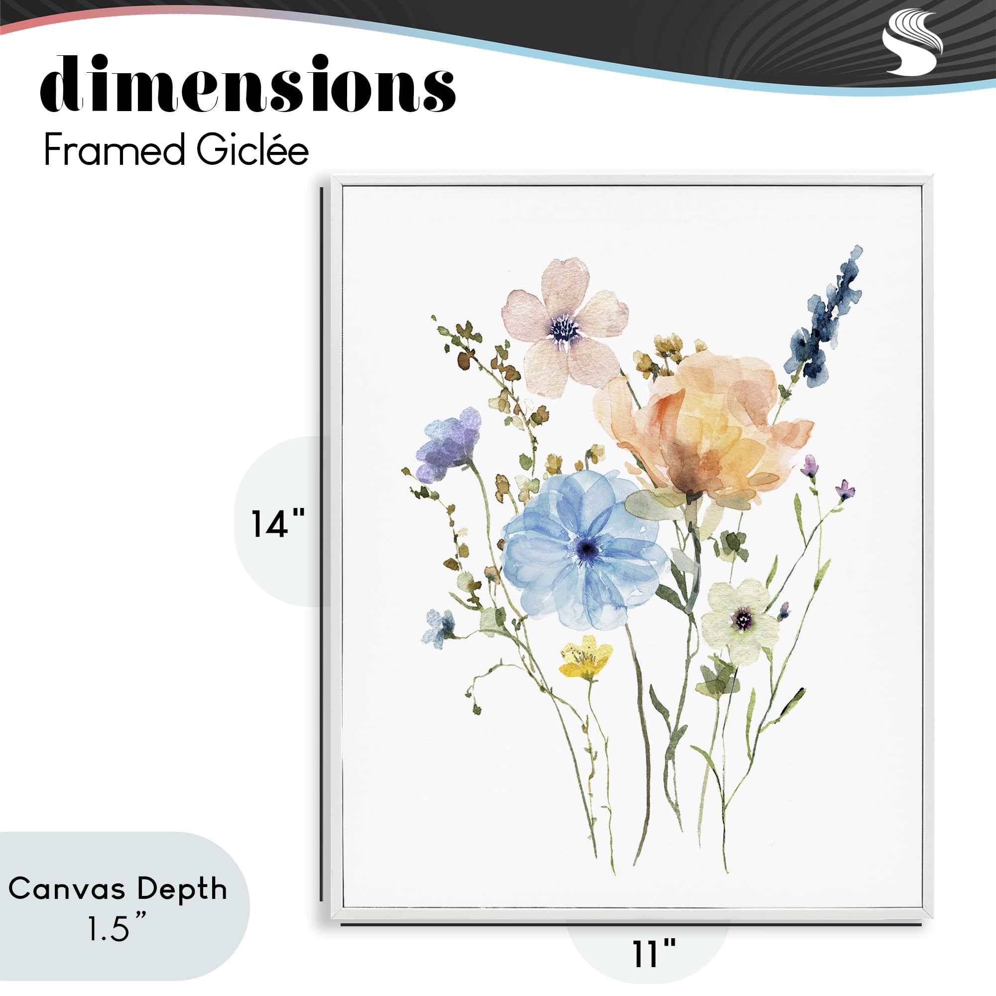 Stupell Industries Wildflower Sprig Bundle White Framed Giclee Art, design by Livi Finn