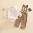 thumbnail image 5 of Tiijoy Newborn Boys Outfits Long Sleeve Button Up Romper Suspenders Pants Set, Sizes 9-12M, 5 of 5
