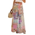 thumbnail image 2 of Dress Pants Women Petite High Waisted Wide Leg Summer Beach Vacation Pants Boho Lounge Casual Palazzo Trousers, 2 of 7
