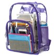 thumbnail image 6 of Heavy Duty Clear Backpack Durable See Through Student Transparent School Bookbag Deluxe High Quality Travel Daypack Purple, 6 of 11