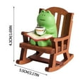 thumbnail image 3 of Charming Frog Figurine in Wooden Rocking Chair Delightful Home Decor, Perfect Gift for Frog Lovers, Relaxation Theme, 3 of 5