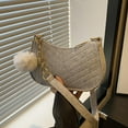 thumbnail image 1 of Felt Mini Square Bag with Pom Pom, 21x12x6.5cm Winter Crossbody Purse, Fashion Solid Color, 1 of 7