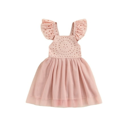 

koaiezne Kids Toddler Baby Girls Spring Summer Solid Cotton Ruffle Sleeveless Princess Dress Clothes Girls Dress up Hanger Dot Dress