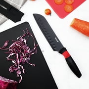 Hecef 8-Piece Knife Set with 2 Cutting Boards,Blade Sheaths, Massage Handle and Built-in Sharpener