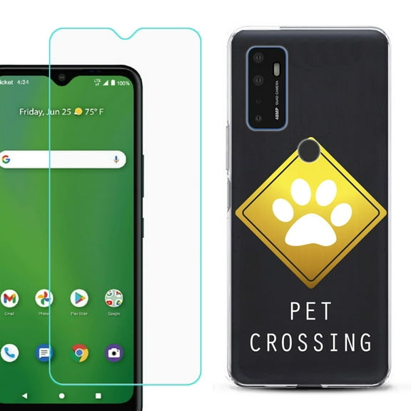 Shockproof Bumper Phone Case for AT&T Radiant Max 5G / Fusion 5G, with Tempered Glass Screen Protector, by OneToughShield ® - Pet Crossing