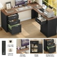 thumbnail image 4 of Homfa 59.8‘’W L-Shaped Computer Desk with 4 Drawers and Outlets, Modern White Study Writing Table Desk for Home Office，Black, 4 of 9