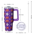 thumbnail image 2 of Halloween Skull Pumpkin 30 Oz Tumbler with Handle and Straw, Spooky Cute Cup, Holiday Gift Travel Mug, 2 of 5