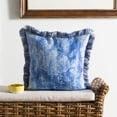 thumbnail image 2 of SAFAVIEH Kayden Damask 16" x 16" Plush Pillow with Fringe, Blue/Cream, 2 of 5
