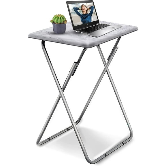Aboxoo Foldable TV Tray, White Marble