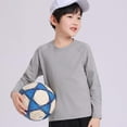 thumbnail image 2 of XUELUO Toddler Boys Athletic Shirts Summer Quick Drying Solid Color Round Neck Long Sleeve Base Sports Tshirts Streetwear,Gray,4-5 Years, 2 of 4