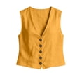 thumbnail image 5 of Bibifish Women Two Piece Sets V Neck Button Front Sleeveless Vest Tops High Waist Shorts Business Office Workwear Matching Outfits, 5 of 7