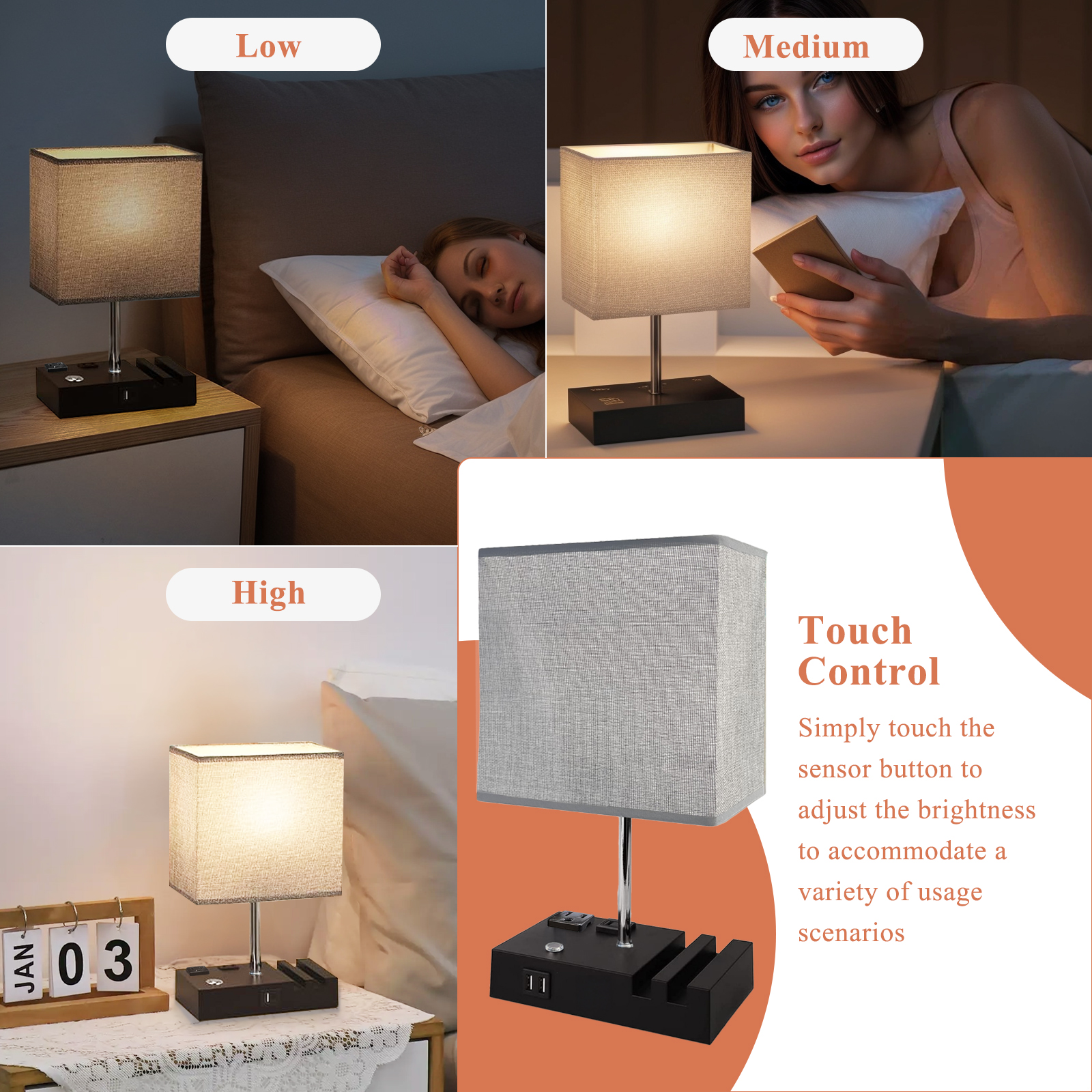 IJIL Table Lamp with USB Charging Ports photo 2