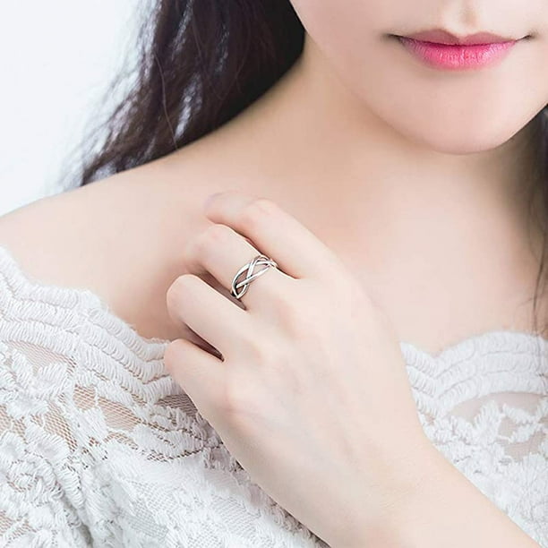 Jinsinto 925 Silver Ring for Women Adjustable Vintage Silver