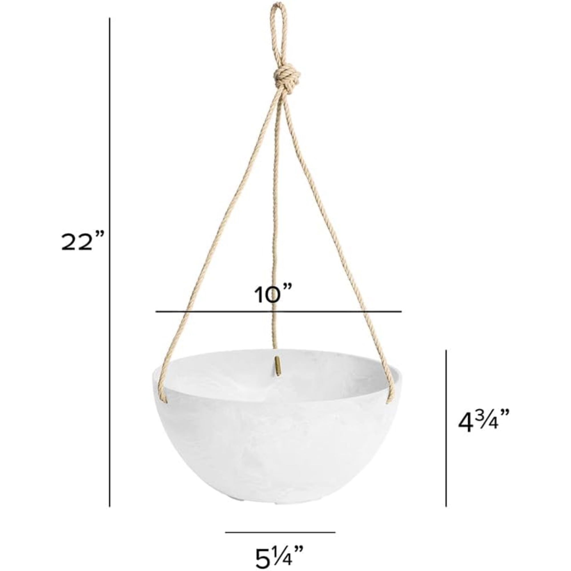 Root & Vessel Napa Hanging Bowl Planter, White, 10"